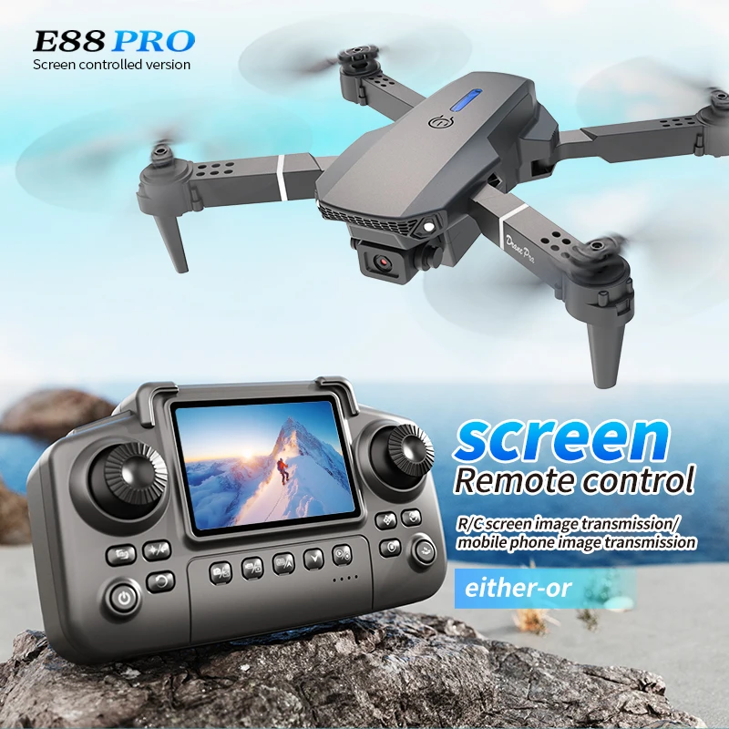 Rc Hobby Helicopter - Professional E88 PRO Drone with screen