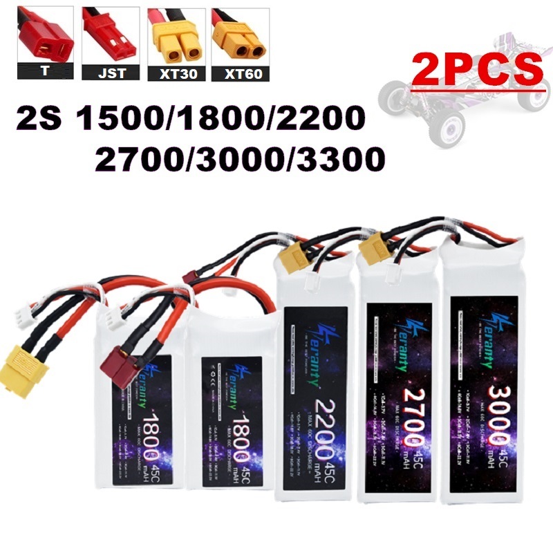 Rc Hobby Helicopter - 2PCS 7.4V Lipo 2S Battery 1500mah/1800mAh/2200mah/2700mah/3000mah/3300mah